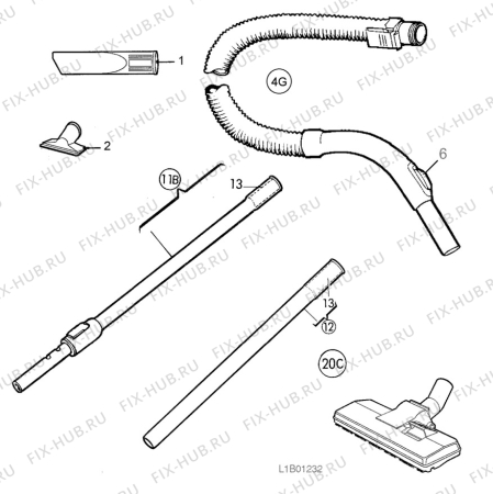 Взрыв-схема пылесоса Electrolux Z1931 - Схема узла L10 Hose B